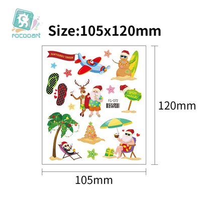 Face Stickers Christmas Cute Stickers Waterproof Children's Cartoon Glitter Snowflake Santa Claus
