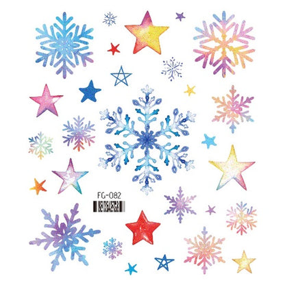 Face Stickers Christmas Cute Stickers Waterproof Children's Cartoon Glitter Snowflake Santa Claus