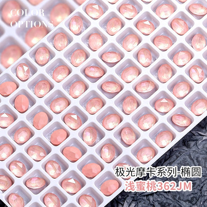 Nail Art Oval Aurora Mocha Pointy Bottom Diamond-rhinrhine-glass Diamond-nail Bag Cap Accessory Decoration DIY