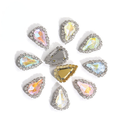 Water Drop Shape 6*10mm/8*13mm Sew on Rhinestone with Golden/Silver Bottom Shiny Crystal for Garments