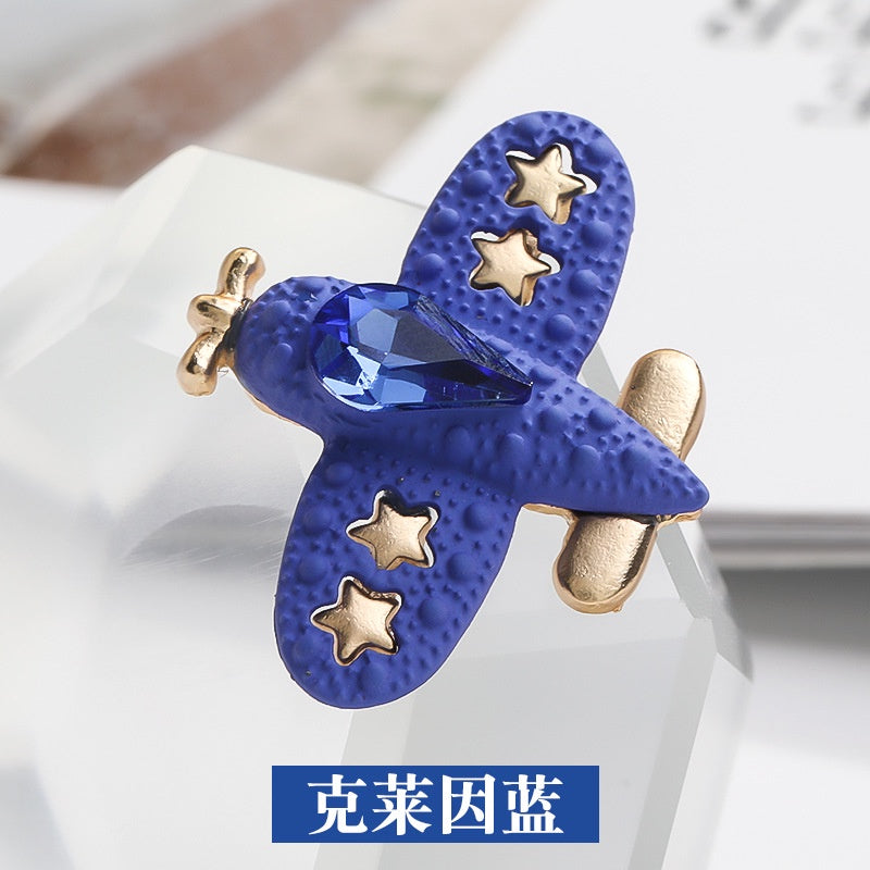 Fashion Crystal Aircraft Shape Alloy Accessories Spray Painted Aircraft Diy Garden Shoes Decorative Accessories