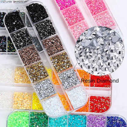 12 Grid Resin Rhinestone Jelly Color Resin Rhinestone Nude Rhinestone Nail Art Nail Patch