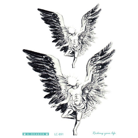 Cool Tattoo with Wings Personality Fashion Fallen Angel Arm Tattoo with Waterproof Tattoo Stickers