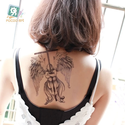 Cool Tattoo with Wings Personality Fashion Fallen Angel Arm Tattoo with Waterproof Tattoo Stickers