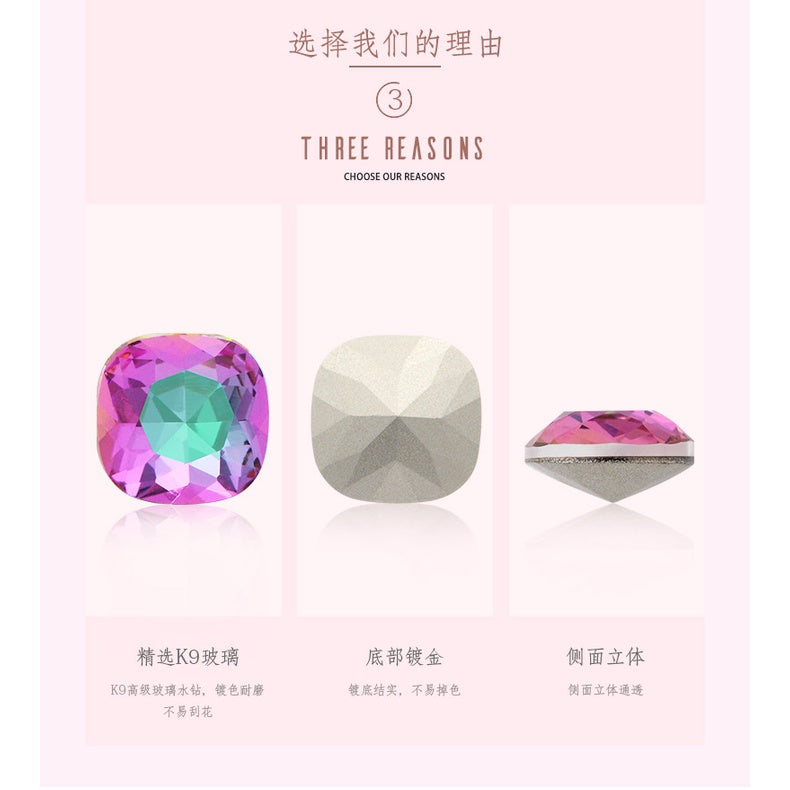 12mm Tip Bottom Special Shape Fat Square Crystal Diamond Tip Bottom Special Shape Glass Diamond Diy Jewelry Accessories Materials