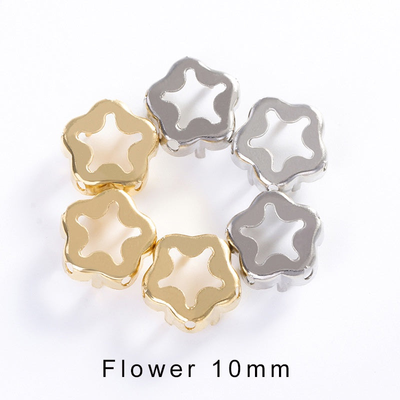 20pcs Golden Copper Hollow Bottom With Holes Base for K9 Rhinestone DIY Jewelry Making