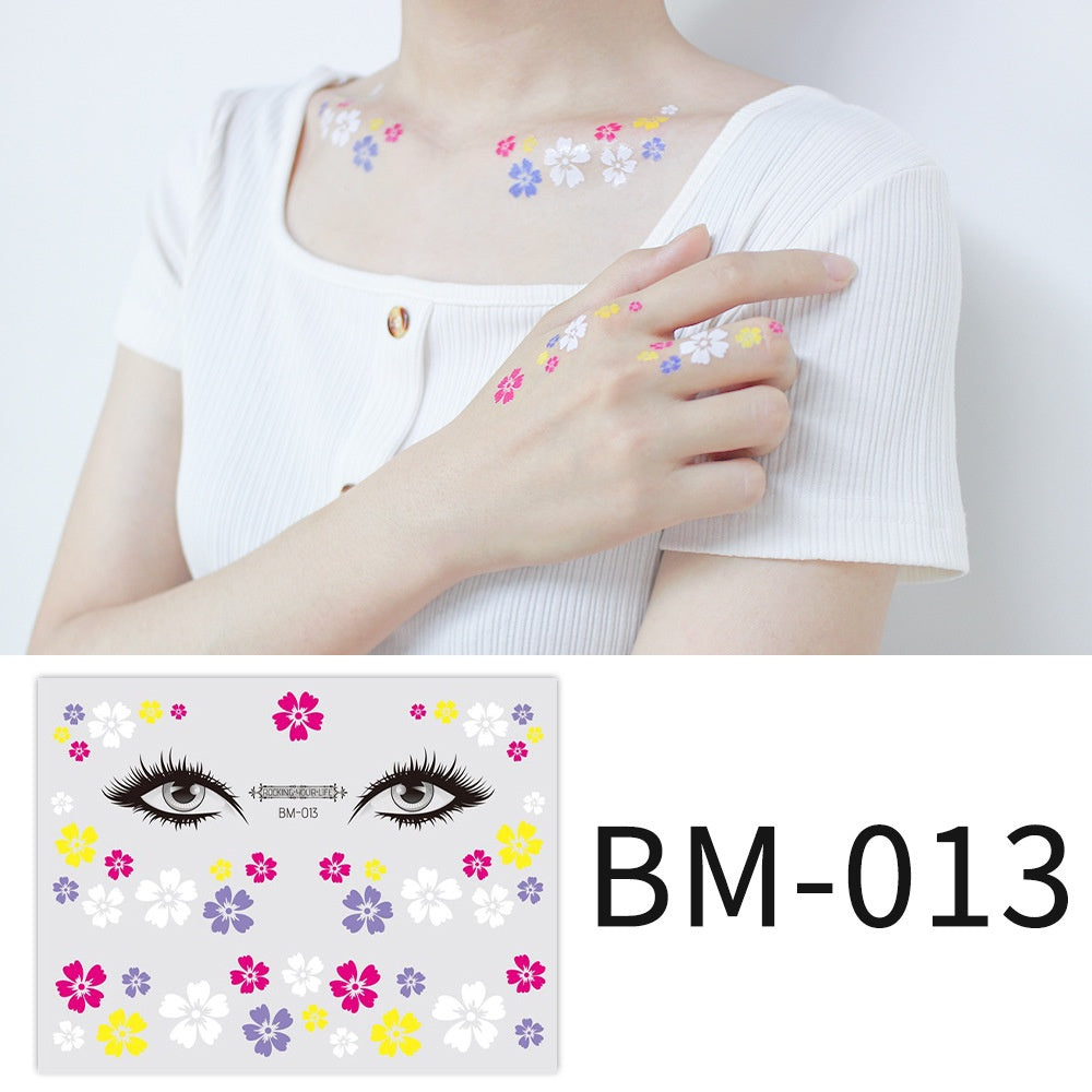 Fashion Little Daisy Print Face Stickers Waterproof and Sweatproof Collarbone Arm Temporary Tattoo Stickers