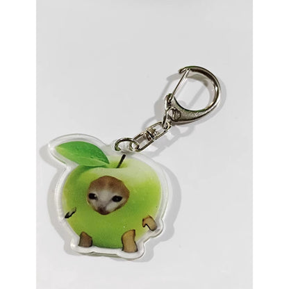Funny Food Cat Acrylic Keychain Cat School Bag Pendant Transparent Cartoon Gift Keychain