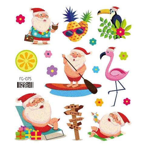 Face Stickers Christmas Cute Stickers Waterproof Children's Cartoon Glitter Snowflake Santa Claus