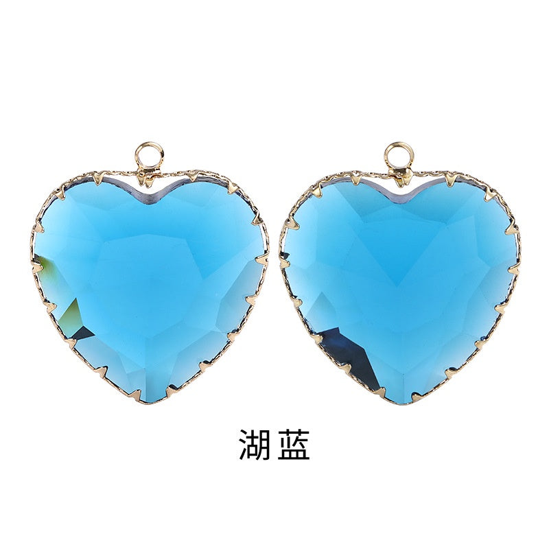 Fashion Transparent Love Heart Crystal Pendant for Earring Necklace Diy Making