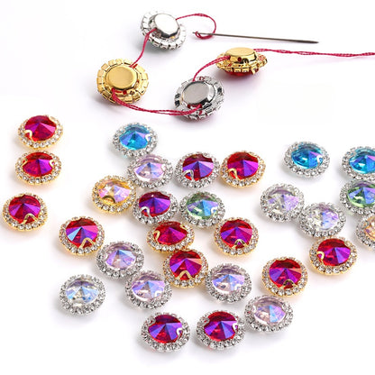 8/10mm Crystal Buckle Golden/ Wihte K Claws Edge Hand-stitched DIY Jewelry Shoe Accessories