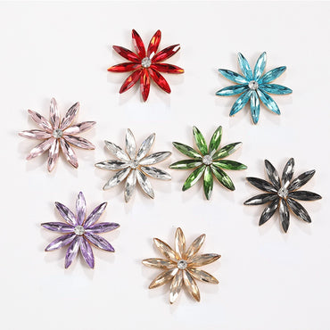 New Crystal Sunflower Nine-piece Flower Rhinobarn Brooch Accessory DIY Alloy Accessories Phone Case Crocs DIY Accessories