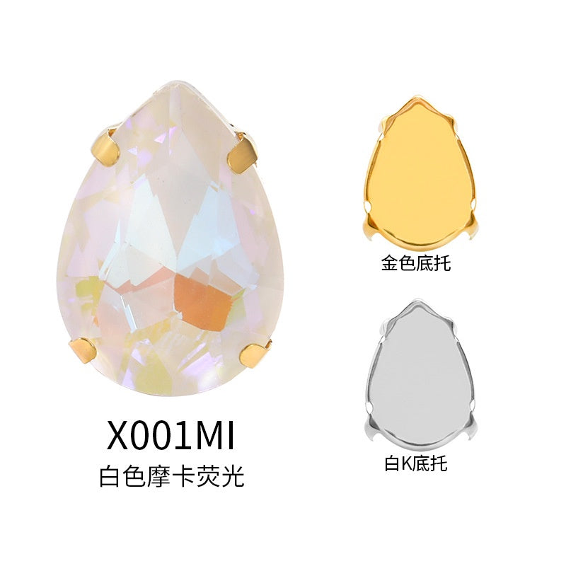 TonyBead, light-colored 50 water droplets Mocha fluorescent four-corner claw drill DIY jewelry sticker drilling material, shoes and clothing accessories wholesale