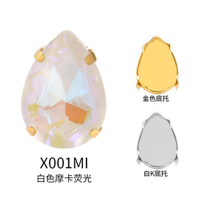 TonyBead, light-colored 50 water droplets Mocha fluorescent four-corner claw drill DIY jewelry sticker drilling material, shoes and clothing accessories wholesale