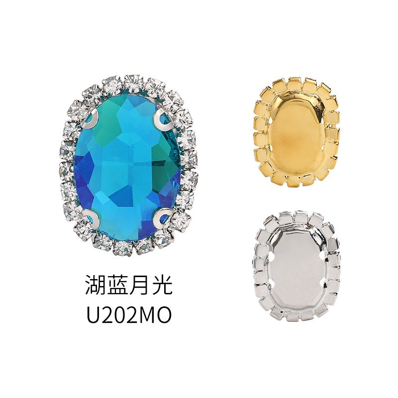 10*14/13*18mm Oval Crystal Buckle Glass Claw Rim Hand Stitched Rhinestone Diy Jewelry Accessories