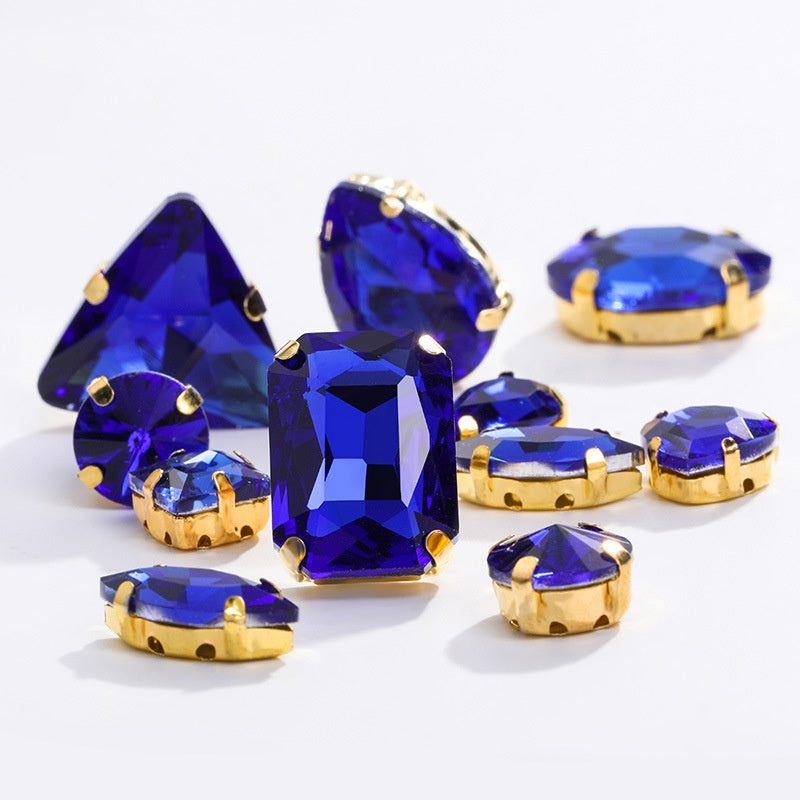 TonyBead Wholesale Multi-shape 50 Mixed Gold Bottom Support Four Corner Claw Diamond Mixed Crystal DIY Clothing Luggage Crystal Jewelry Accessories Materials