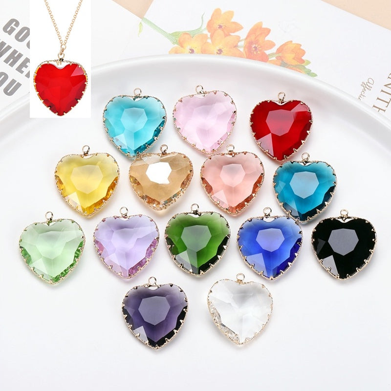 Fashion Transparent Love Heart Crystal Pendant for Earring Necklace Diy Making