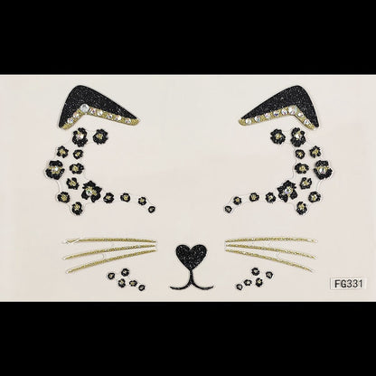 Cat Face Face Diamond Paste Acrylic Diamond Masquerade Ball European and American Makeup Party Painting Cross Border Tattoo Paste Face Paste