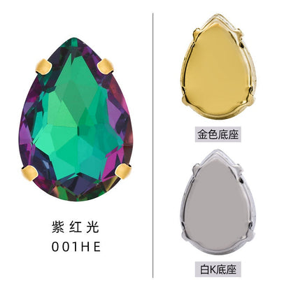 10*14/13*18mm Light Purple Water Drop Four Angle Claw Crystal Hand Sewing Rhinestone Jewelry Accessories Clothing Accessories