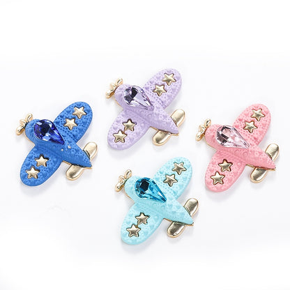 Fashion Crystal Aircraft Shape Alloy Accessories Spray Painted Aircraft Diy Garden Shoes Decorative Accessories
