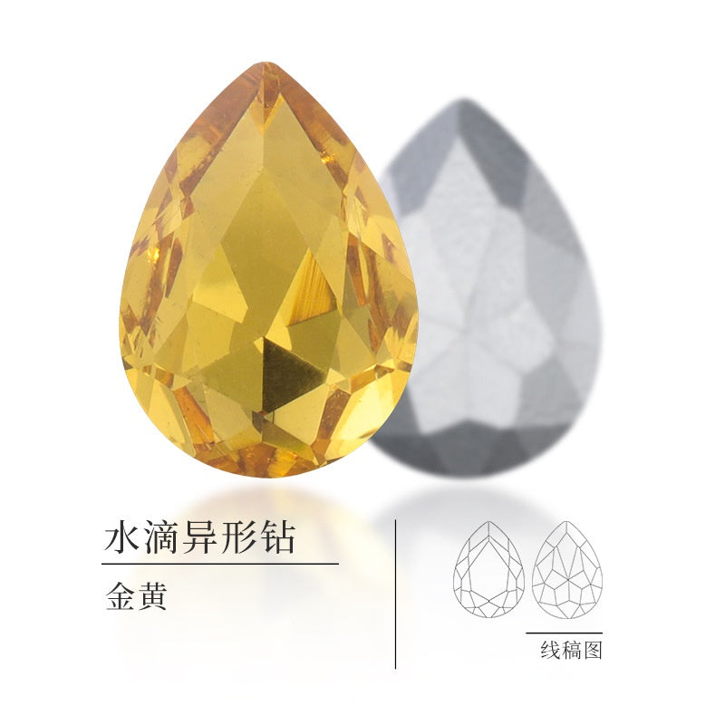 18 * 25Mm water drop shape, manufacturer wholesale glass material water drop crystal rhinestone mobile phone sticker diamond DIY accessories hair accessories handmade material glass diamond beads