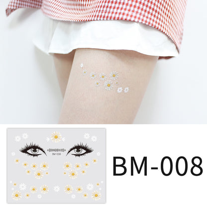 Fashion Little Daisy Print Face Stickers Waterproof and Sweatproof Collarbone Arm Temporary Tattoo Stickers