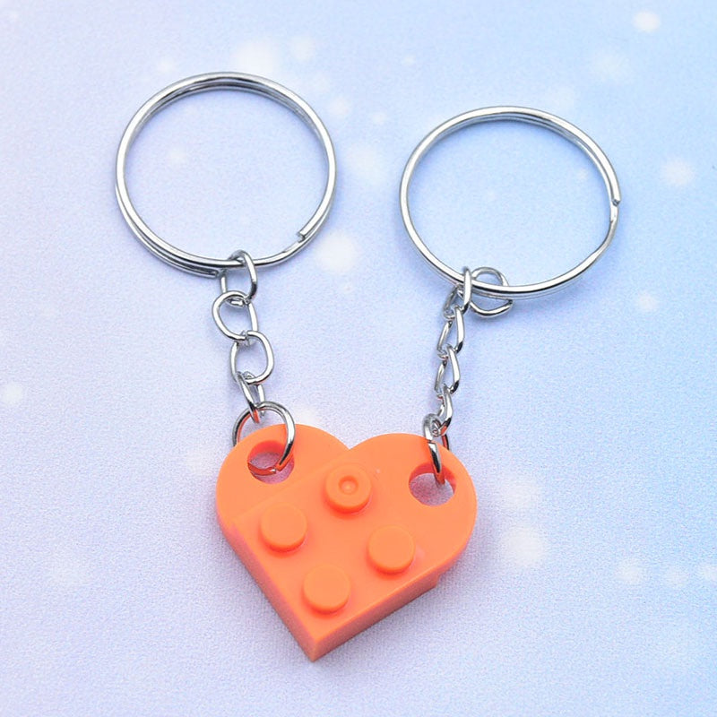 Acrylic Material Creative Building Block Keychain/Keyring 1pcs Pendant Decorative Acrylic Heart Shape Necklace