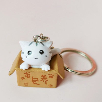 Funny Cute Cat Soft PVC Keychains 3D Cartoon Animal Pendant Kawaii Keychain