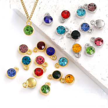 6MM Beads Pendant Shiny Crystal Diamond Glass Rhinestone  with Gold/Silver Zinc Base Necklace
