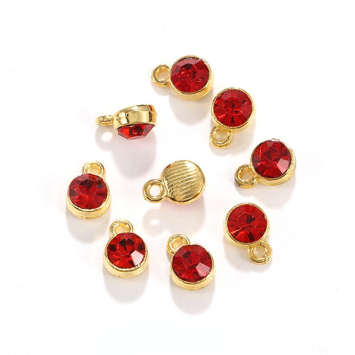 6MM Beads Pendant Shiny Crystal Diamond Glass Rhinestone  with Gold/Silver Zinc Base Necklace
