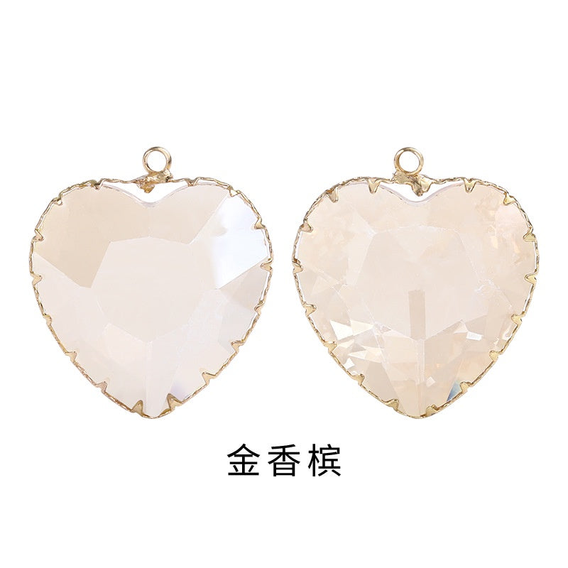 Fashion Transparent Love Heart Crystal Pendant for Earring Necklace Diy Making