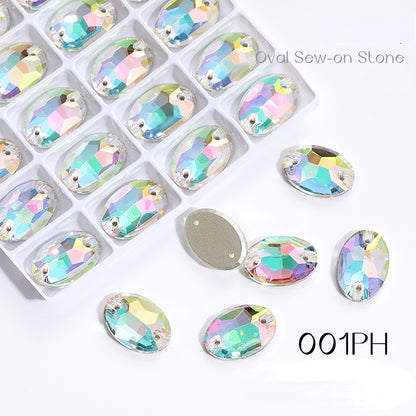 11*16/13*18/17*24mm Oval Shape K9 Glass Crystal Stones Sewing Rhinestones Buttons for Clothes Decoration