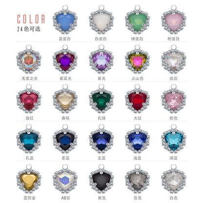 Fat Triangle Diy Necklace Earrings Accessories Pendant Crystal Glass Claw Rhinestone