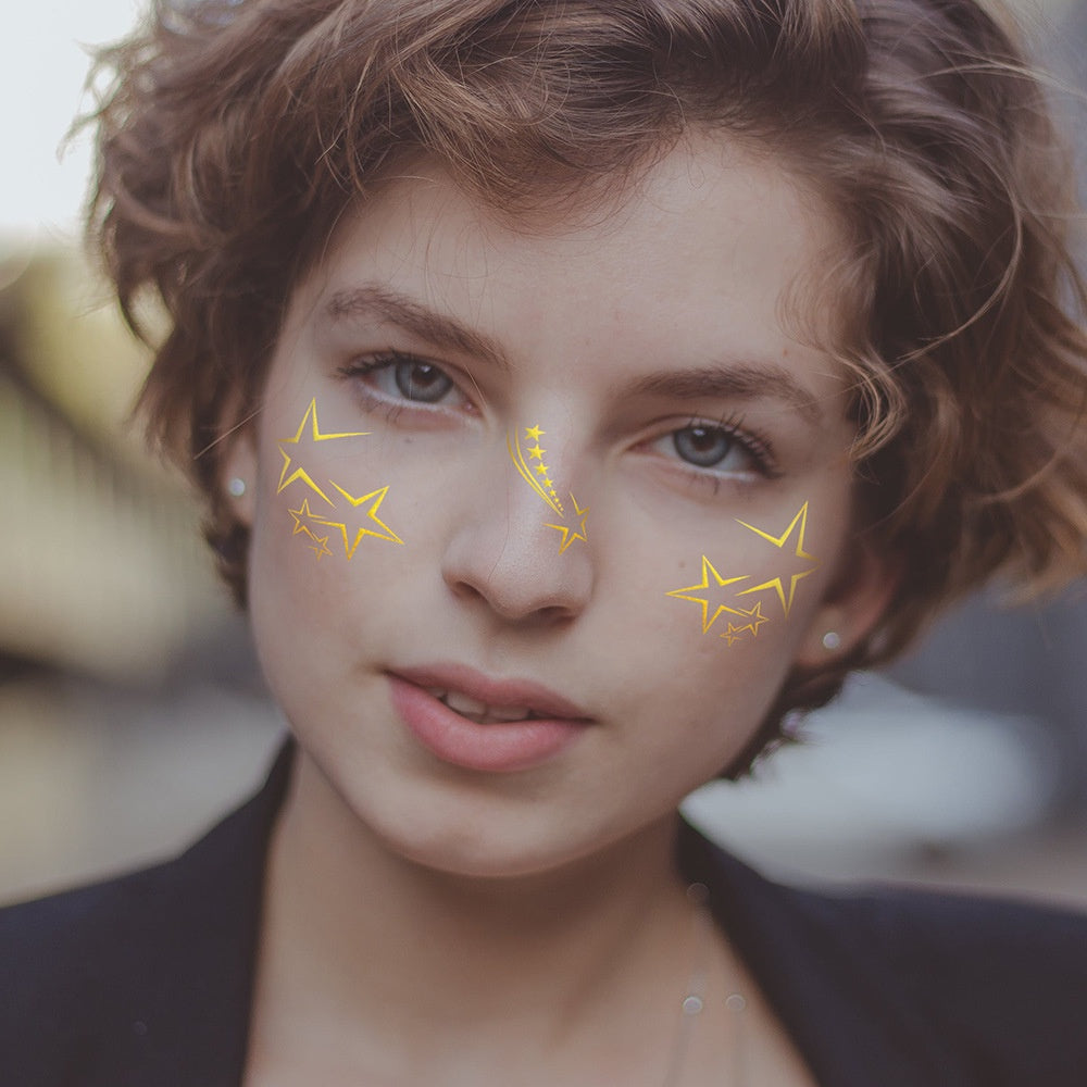 Gold Stickers Beauty Makeup Sweet Makeup Party Concert Gold Face with Waterproof Tattoo Stickers