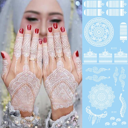 White Lace Tattooed HENNA INSTAN/HENNA TEMPORER Waterproof Indian Floral Geometric Pattern for A Party Wedding