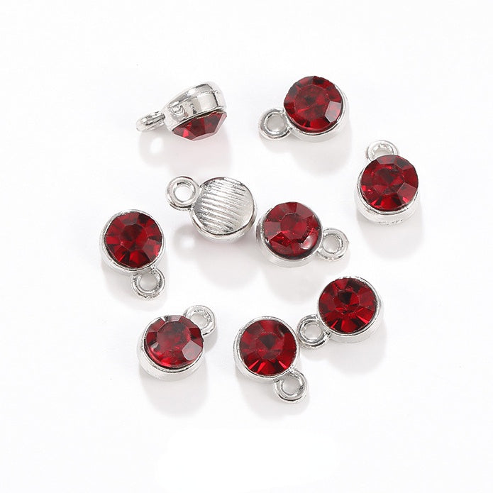 6MM Beads Pendant Shiny Crystal Diamond Glass Rhinestone  with Gold/Silver Zinc Base Necklace