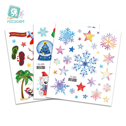 Face Stickers Christmas Cute Stickers Waterproof Children's Cartoon Glitter Snowflake Santa Claus
