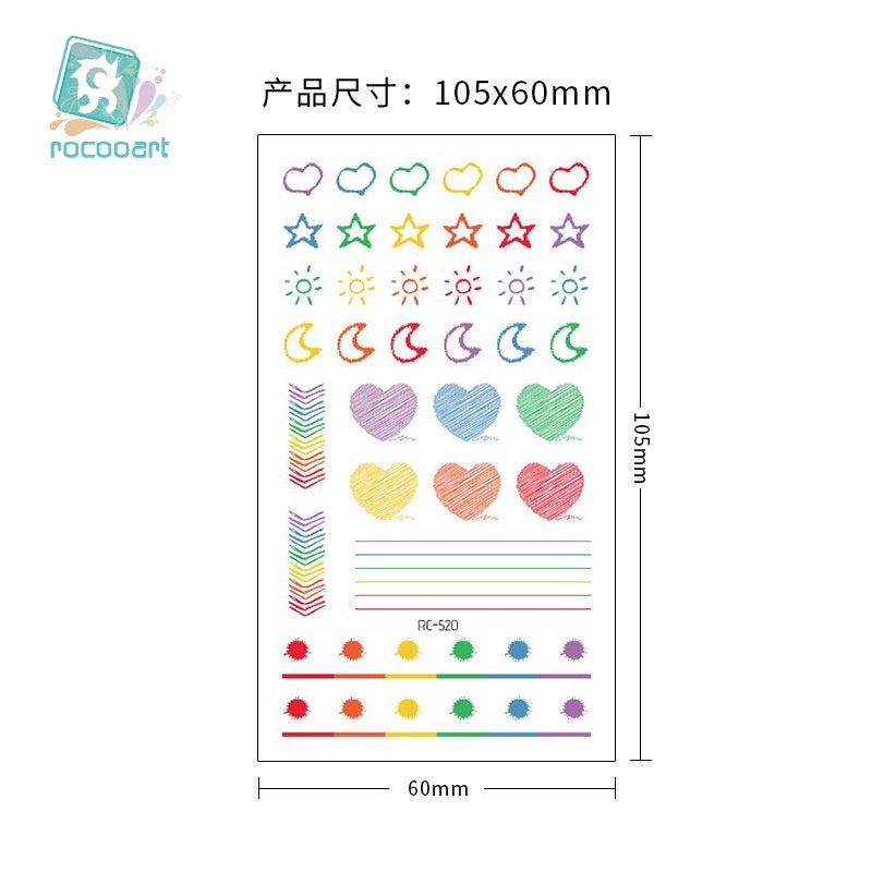Hyuna Small Fresh Tattoo Stickers Cute Smiley Rainbow Lines Waterproof Tattoo Stickers Instagram Style