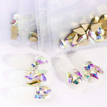 Special-Shaped Nail Beauty Flat Back Rhinestone Crystal AB Color Nail Crystal Color Glass Super Flash DIY Nail Ornament