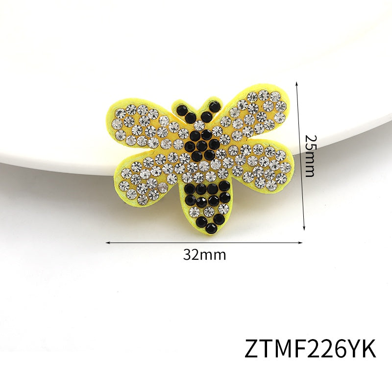 Cute Butterfly Bee Rabbit Crystal ABS Pearl Rhinestone Non-woven Fabric Patch for Decoration