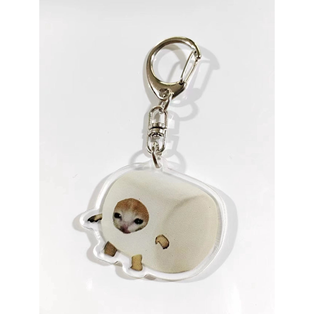 Funny Food Cat Acrylic Keychain Cat School Bag Pendant Transparent Cartoon Gift Keychain