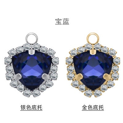 Fashion Pendant Fat Triangle Crystal Glass Claw Rhinestone Diy Necklace Earrings Accessories
