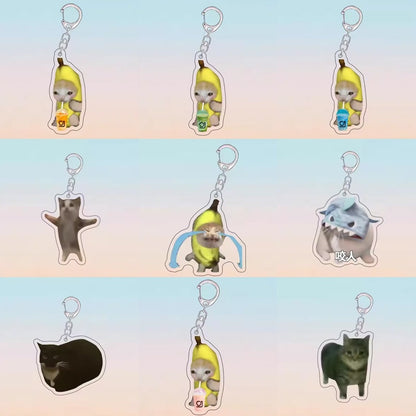 Fun keychain Banana Cat acrylic creative keychain bag Pendant Keychain Black Beauty cartoon keychain