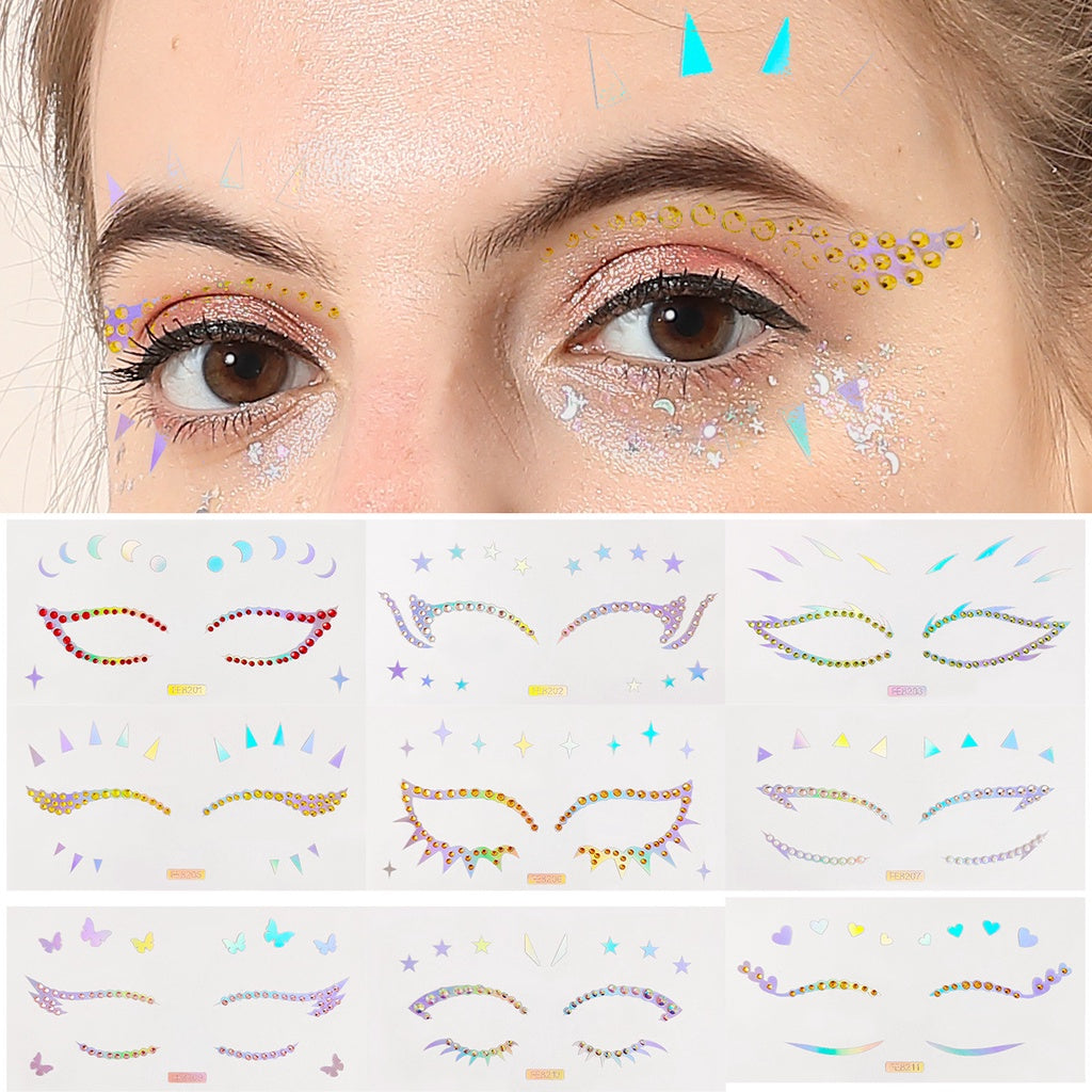 Laser Eye Patch Pearl Rhinestones Eye Acrylic Face Diamond Patch Paper