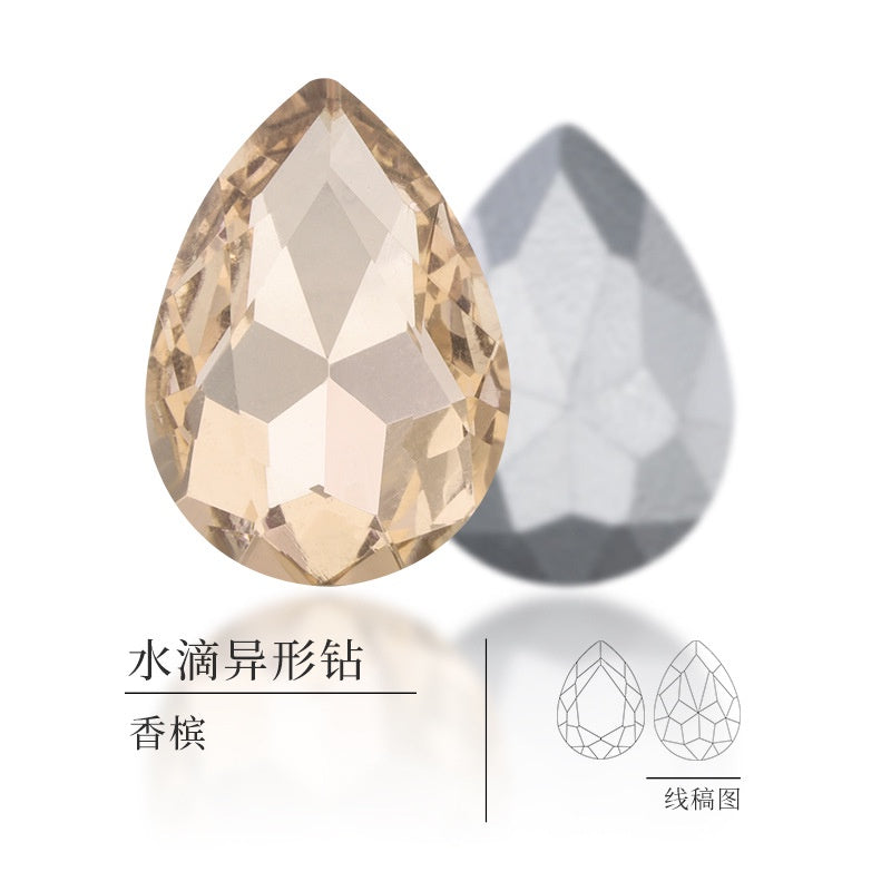 18 * 25Mm water drop shape, manufacturer wholesale glass material water drop crystal rhinestone mobile phone sticker diamond DIY accessories hair accessories handmade material glass diamond beads