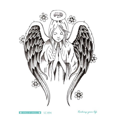 Cool Tattoo with Wings Personality Fashion Fallen Angel Arm Tattoo with Waterproof Tattoo Stickers
