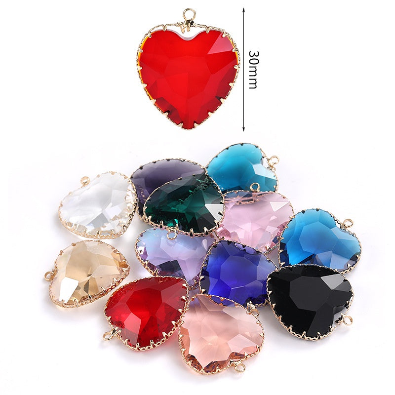 Fashion Transparent Love Heart Crystal Pendant for Earring Necklace Diy Making