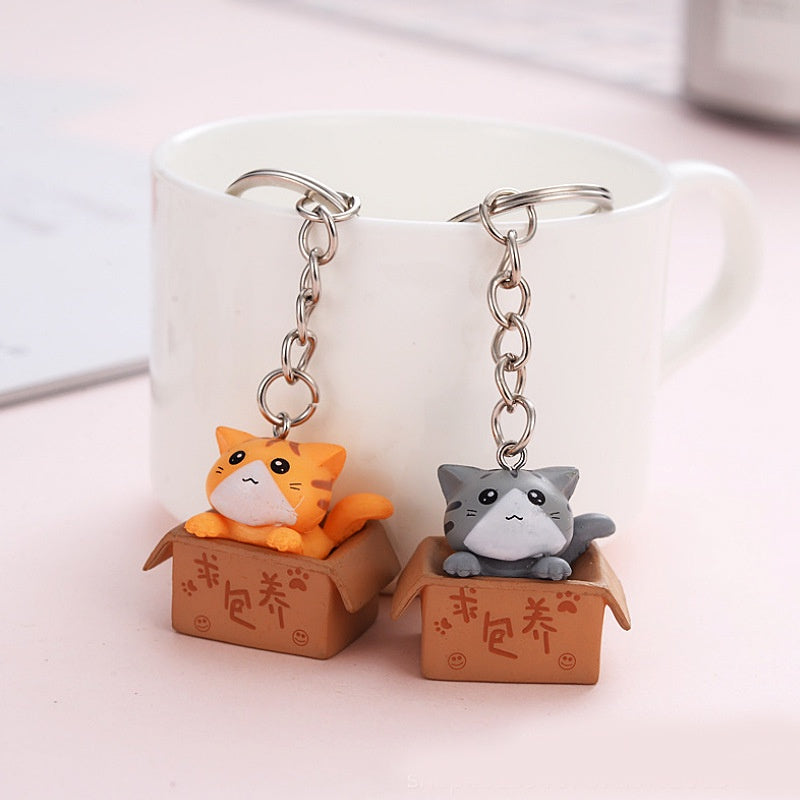 Funny Cute Cat Soft PVC Keychains 3D Cartoon Animal Pendant Kawaii Keychain