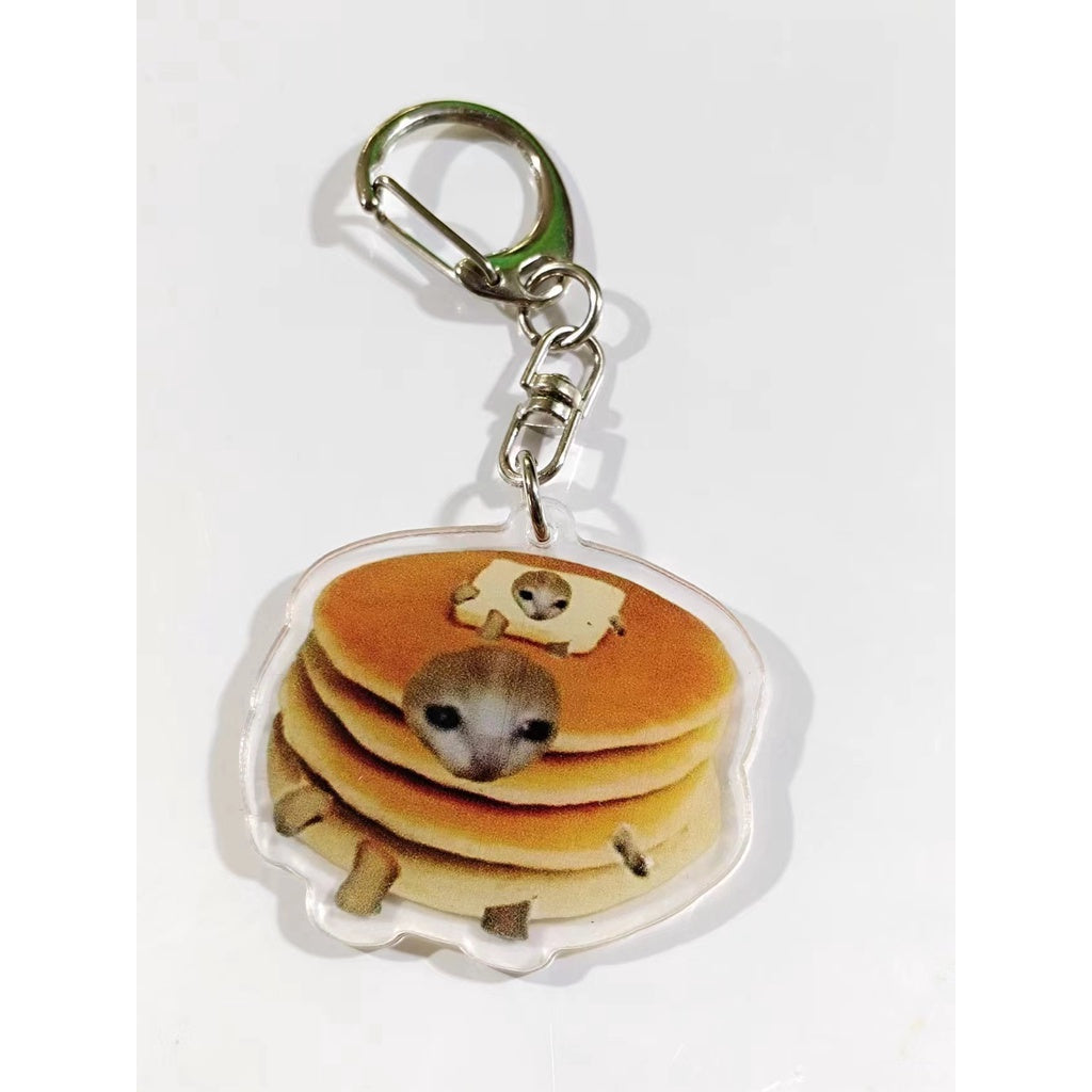 Funny Food Cat Acrylic Keychain Cat School Bag Pendant Transparent Cartoon Gift Keychain