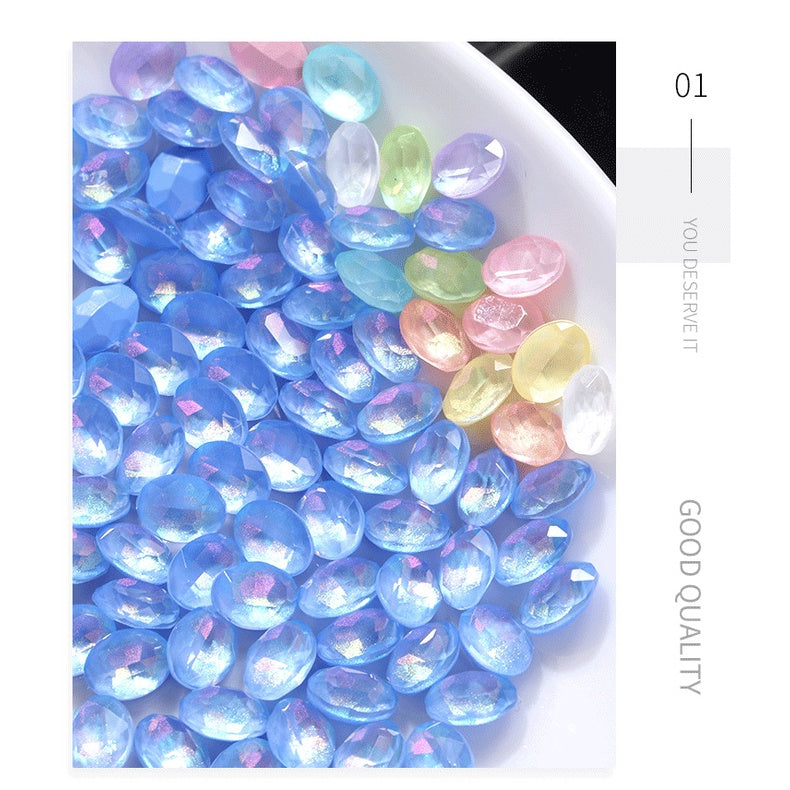 Nail Art Oval Aurora Mocha Pointy Bottom Diamond-rhinrhine-glass Diamond-nail Bag Cap Accessory Decoration DIY